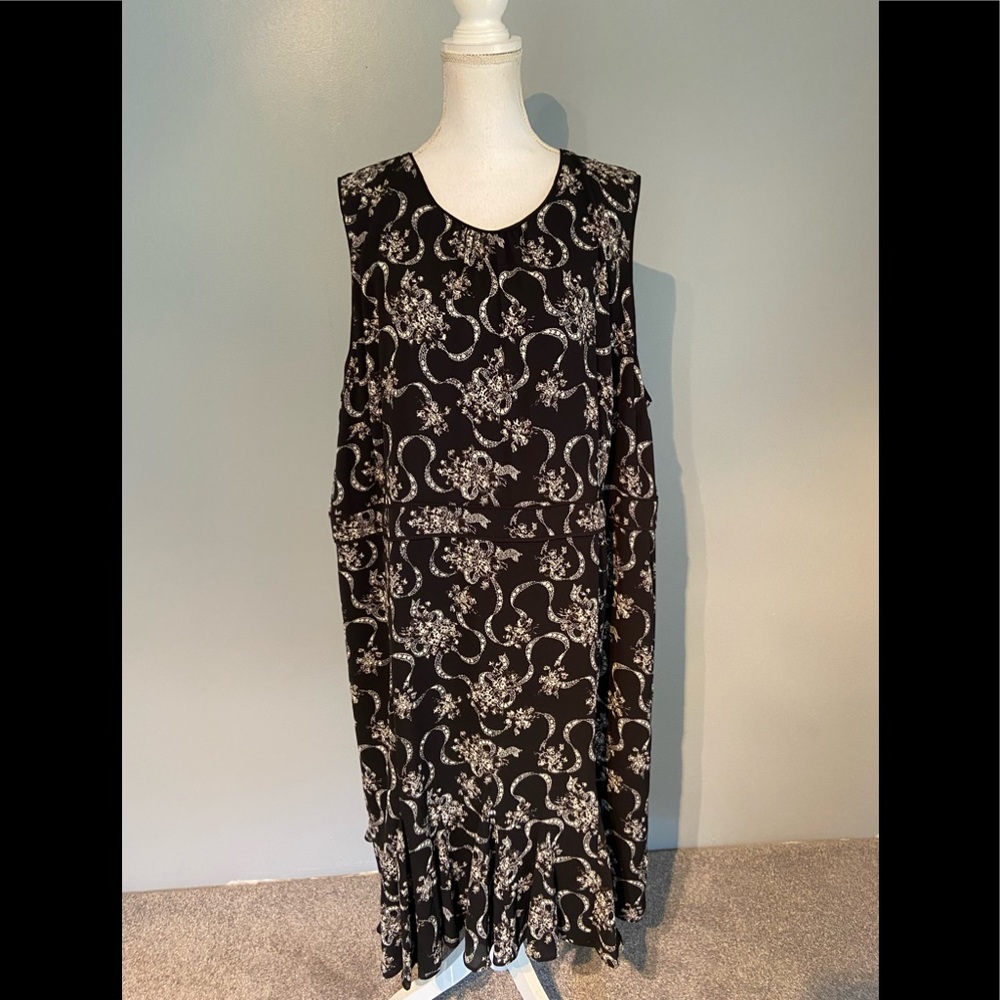 Talbots 22w black print sleeveless dress